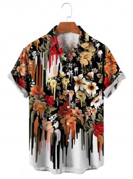 Men's Melted Flower Hawaiian Short Sleeve Shirt