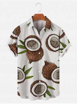 Men's Hawaiian Coconut Print Casual Short Sleeve Shirt