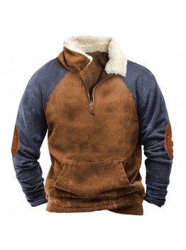 European and American men's casual stand collar long sleeve sweatshirt HF0114-02-03