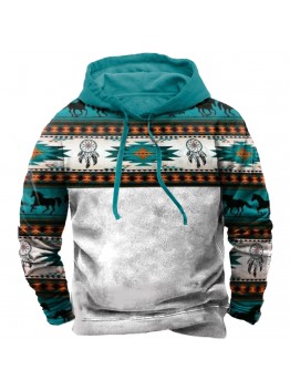 Retro-Chic Patterned Hoodie HF2015-03-03