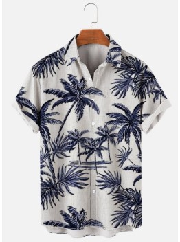 MEN'S HAWAIIAN PALM PRINT SHORT SLEEVE SHIRT 51855550