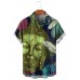 Men's Vintage Buddha Head Print Short Sleeve Shirt