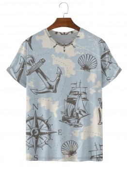 Fashionable Vintage Nautical Chart Print Versatile T-Shirt